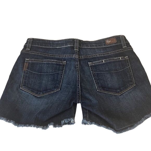 Paige Jimmy Jimmy Short Dark Blue Cutoff Distressed Frayed Women’s Shorts Sz 24 - Picture 2 of 11
